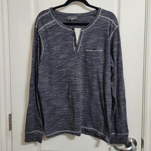 2 FOR 💲1️⃣ Mountain Ridge Slate Grey & White Long Sleeve Henley Shirt Sz Med